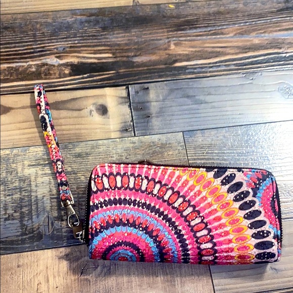 Colorburst medallion clutch wristlet wallet - Picture 1 of 3